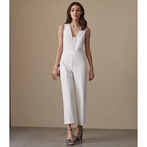 REISS Mea Wide Leg Cream Jumpsuit Size 4